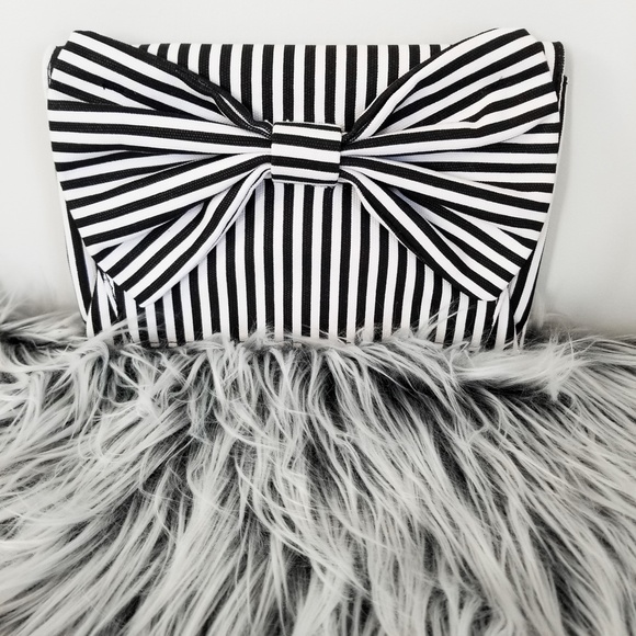 Last1🔒VERANDA Striped Bow Envelope Clutch Handbag - Picture 3 of 10